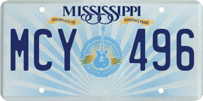 MS license plate MCY496