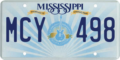 MS license plate MCY498