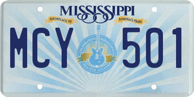MS license plate MCY501