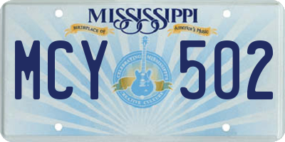 MS license plate MCY502