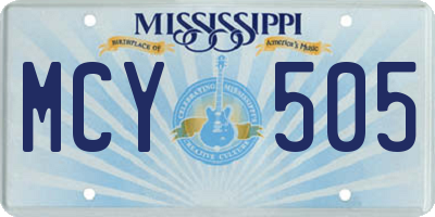 MS license plate MCY505