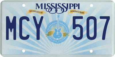 MS license plate MCY507