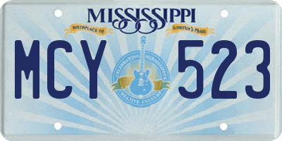 MS license plate MCY523