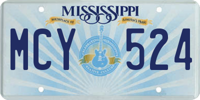 MS license plate MCY524
