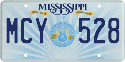MS license plate MCY528