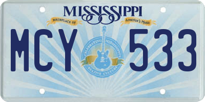 MS license plate MCY533