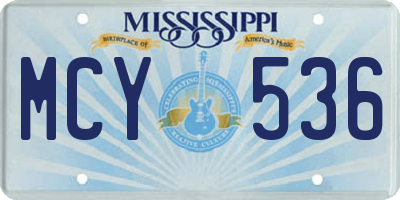 MS license plate MCY536