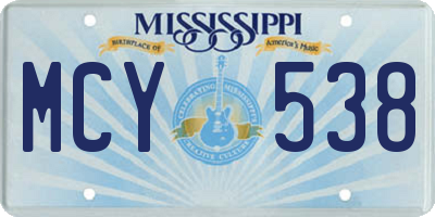 MS license plate MCY538