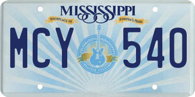 MS license plate MCY540