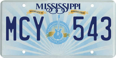 MS license plate MCY543