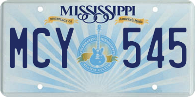 MS license plate MCY545
