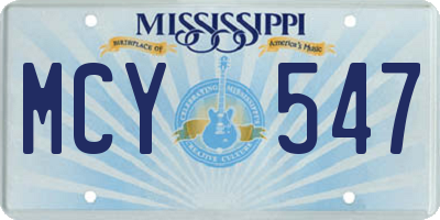 MS license plate MCY547