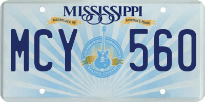 MS license plate MCY560
