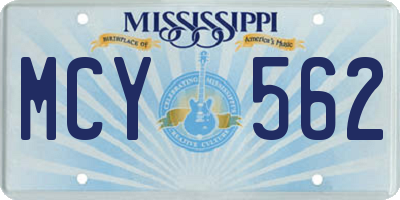 MS license plate MCY562