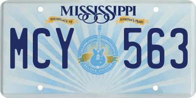 MS license plate MCY563