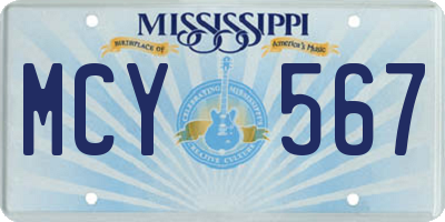 MS license plate MCY567