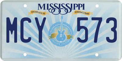 MS license plate MCY573