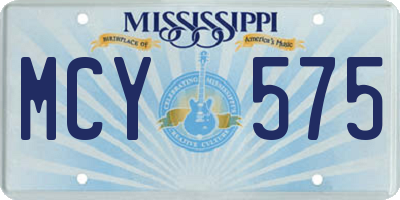 MS license plate MCY575