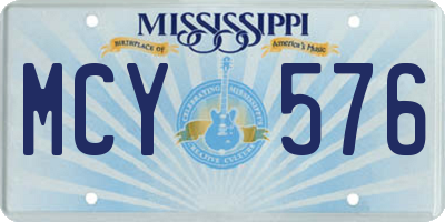 MS license plate MCY576