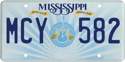 MS license plate MCY582