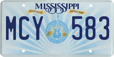 MS license plate MCY583