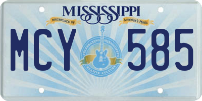 MS license plate MCY585