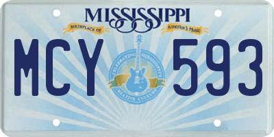 MS license plate MCY593