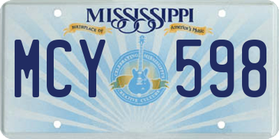 MS license plate MCY598