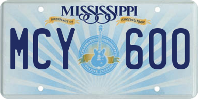 MS license plate MCY600
