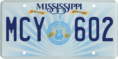 MS license plate MCY602