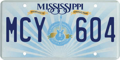 MS license plate MCY604
