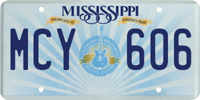 MS license plate MCY606