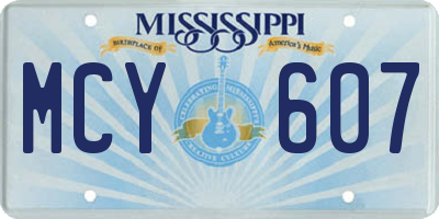 MS license plate MCY607