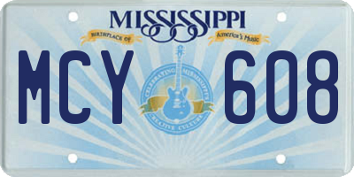 MS license plate MCY608