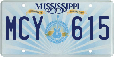 MS license plate MCY615