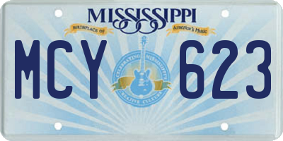 MS license plate MCY623
