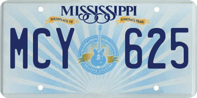 MS license plate MCY625