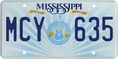 MS license plate MCY635
