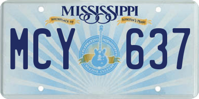 MS license plate MCY637