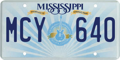 MS license plate MCY640