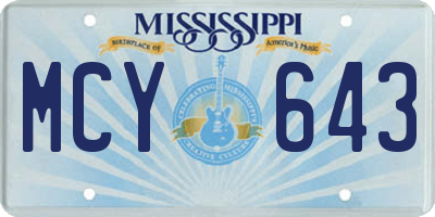 MS license plate MCY643