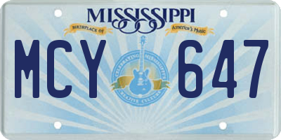 MS license plate MCY647