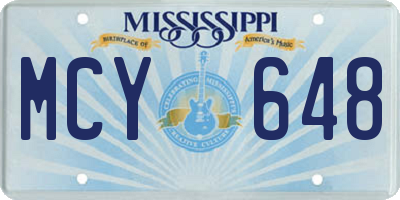 MS license plate MCY648