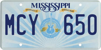 MS license plate MCY650