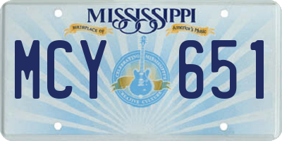 MS license plate MCY651
