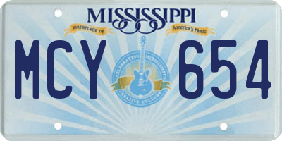 MS license plate MCY654