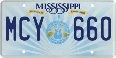 MS license plate MCY660