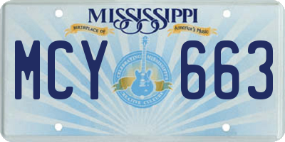 MS license plate MCY663