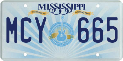 MS license plate MCY665