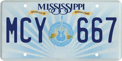 MS license plate MCY667